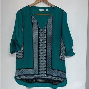New York & Co Medium Women’s Kelly Green Patterned Blouse #boho #business #chic